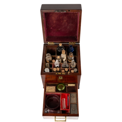 282 - Medical Interest. 19th century mahogany cased Apothecary case complete with contents with inset bras... 