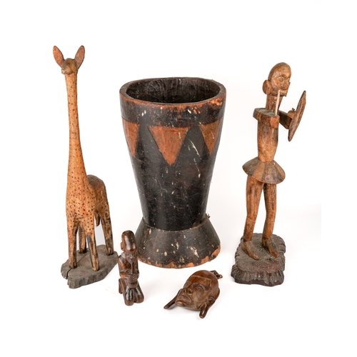 298 - Collection of 5 carved wood African art items.