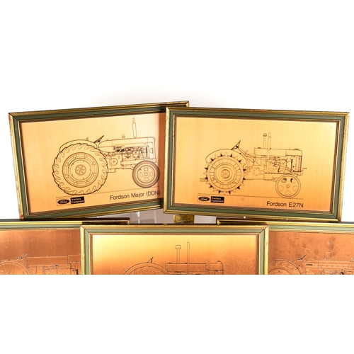 308 - Copper etchings with  Ford agricultural images including Fordson Major (DDN), Fordson E27N, Fordson ... 