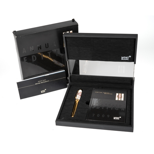 314 - Montblanc, 2009 Special Annual Limited Edition fountain pen, with gold plated barrel, Meissen porcel... 