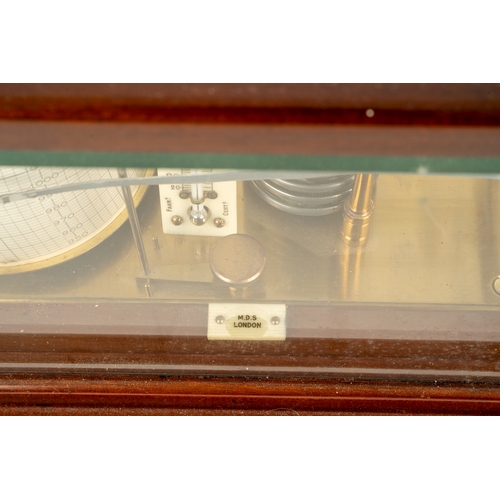 322 - A mahogany cased barograph, with bevelled glass and drawer, complete with charts, premium model with... 