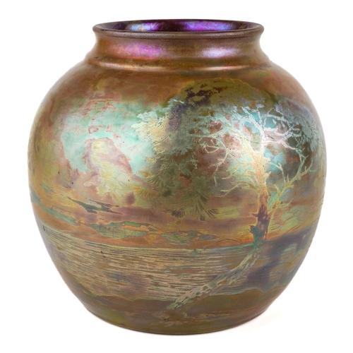 434 - A late 19th/early 20th Clément Massier Golfe Juan iridescent art pottery vase, fully marked to base,... 