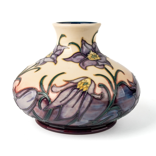 452 - A Moorcroft 'Pasque Flower' squat vase, designer Philip Gibson, silver line, dated 2000, signed and ... 