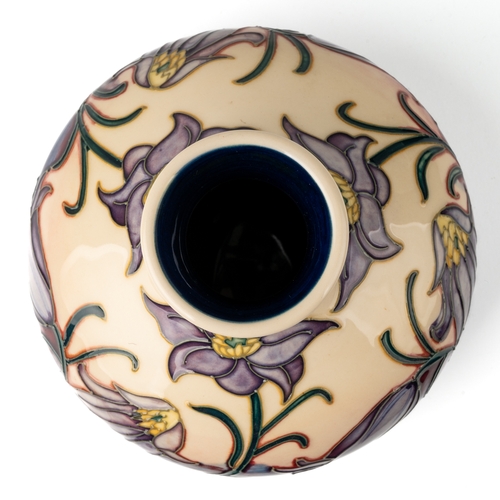 452 - A Moorcroft 'Pasque Flower' squat vase, designer Philip Gibson, silver line, dated 2000, signed and ... 