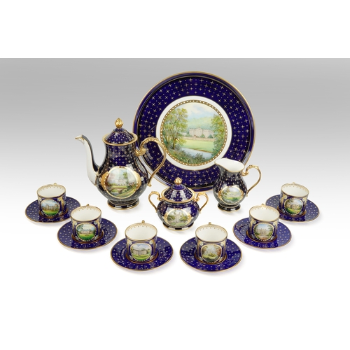 457 - Stefan Nowacki for Lynton - a rare Lynton porcelain boxed coffee set for six, hand painted by Stefan... 