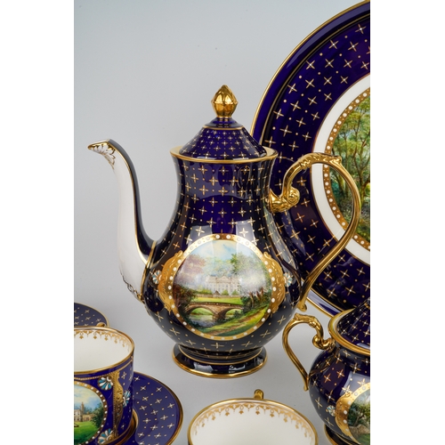 457 - Stefan Nowacki for Lynton - a rare Lynton porcelain boxed coffee set for six, hand painted by Stefan... 