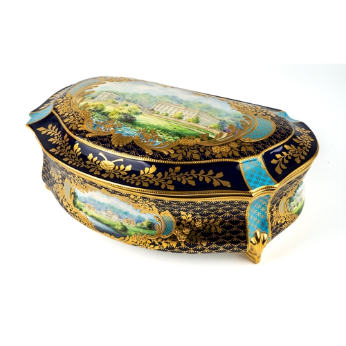 458 - Stefan Nowacki for Lynton Porcelain - a serpentine casket and cover, painted by Stefan Nowacki, sign... 