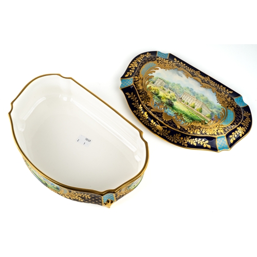 458 - Stefan Nowacki for Lynton Porcelain - a serpentine casket and cover, painted by Stefan Nowacki, sign... 