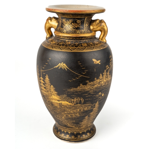 469 - A Japanese Meiji period Satsuma pottery vase, Satsuma Mons to the base, approx 18.5cm high