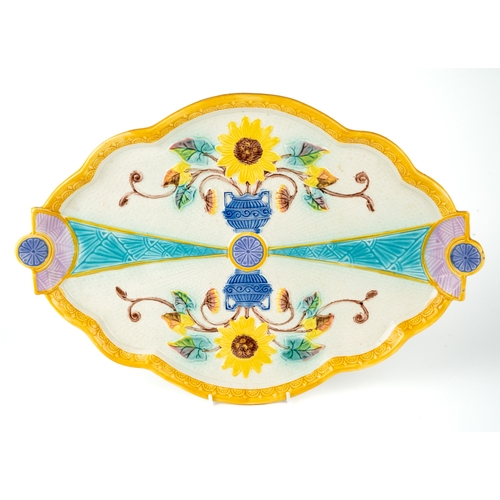 475 - A 19th century English majolica tray, impressed diamond registration mark to the base, approx 46cm x... 