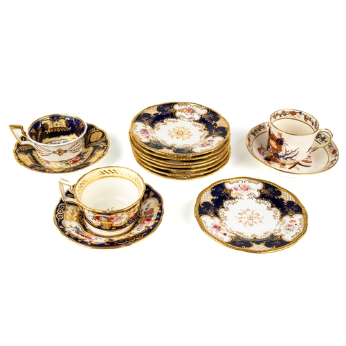 480 - A set of eight Coalport Batwing side plates; a Coalport gilded fern cup and saucer; a Grainger Worce... 