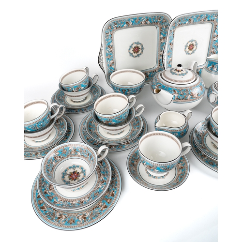 483 - Wedgwood Florentine porcelain tea set including tea pot, 2 large cake plates, sugar bowl, lidded sug... 