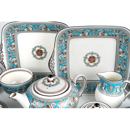 483 - Wedgwood Florentine porcelain tea set including tea pot, 2 large cake plates, sugar bowl, lidded sug... 