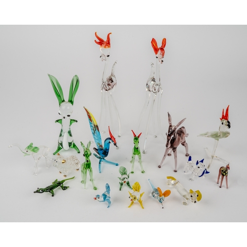 486 - A collection of Murano and Carnival glass miniature animals, to include bunny, deer, birds, dogs etc... 