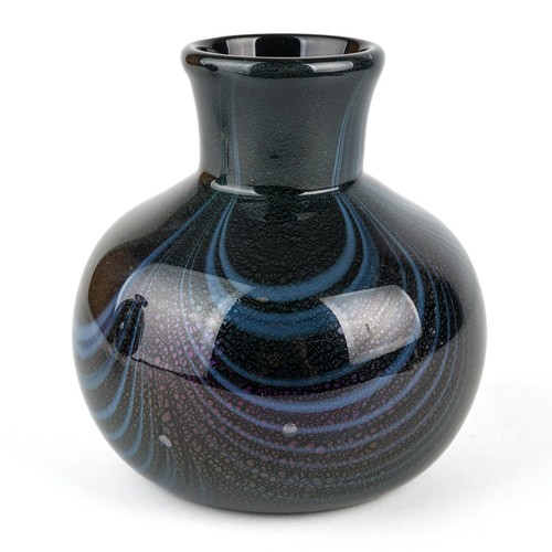 487 - A John Ditchfield early iridescent vase, dated 1980 and signed, approx 12.5cm high