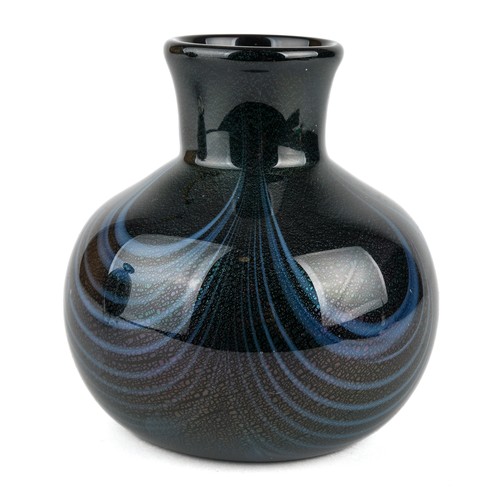 487 - A John Ditchfield early iridescent vase, dated 1980 and signed, approx 12.5cm high