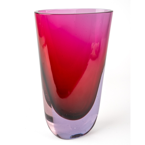 504 - A late 20th Century Flavio Poli cranberry glass tapering oval vase, approx 24cm high