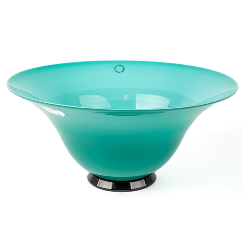 507 - A Venini Murano bowl, turquoise green bowl on rim foot, approx 26cm diam