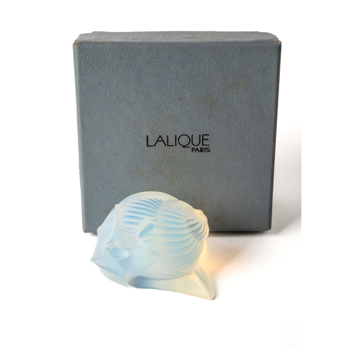 512 - Lalique - an opal iridescent snail paperweight, Helix Escargot Opale, signed to base 'Lalique France... 