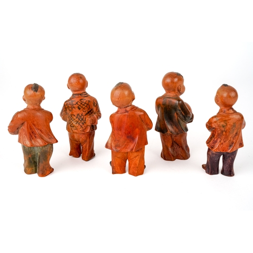 527 - Chinese boxwood carved and signed children figures, early 20th C. (5)