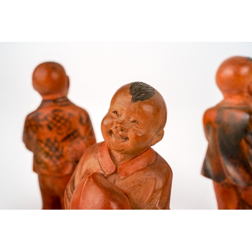 527 - Chinese boxwood carved and signed children figures, early 20th C. (5)