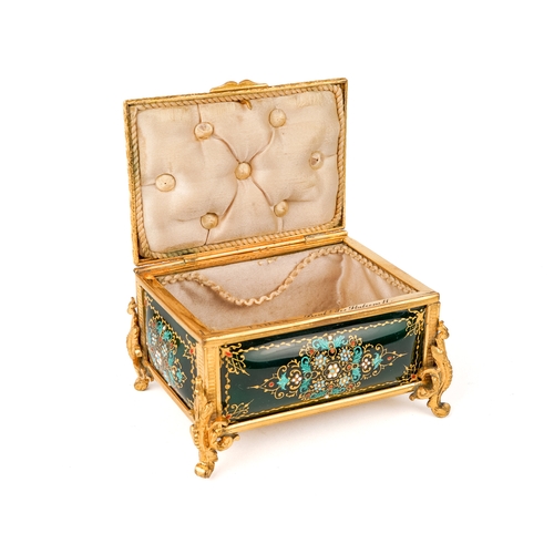 555 - Antique 19th century TAHAN, France enamel and gilt bronze casket /box. (Boute Des Italiens 11, Tahan... 