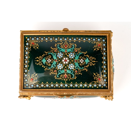 555 - Antique 19th century TAHAN, France enamel and gilt bronze casket /box. (Boute Des Italiens 11, Tahan... 