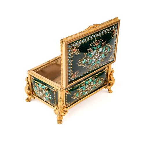 555 - Antique 19th century TAHAN, France enamel and gilt bronze casket /box. (Boute Des Italiens 11, Tahan... 