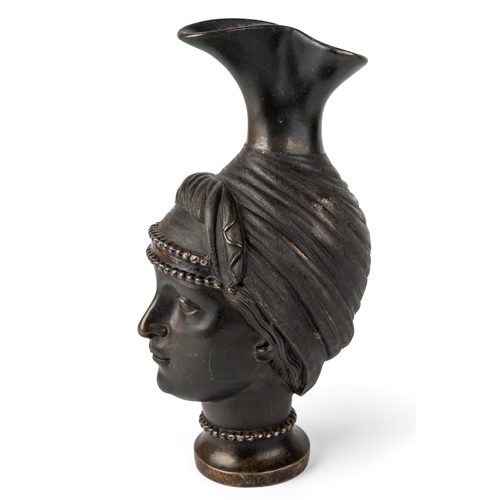 568 - Grand Tour bronze wine ever after the antique, in the form of the head of a Roman lady, approx. 23 c... 