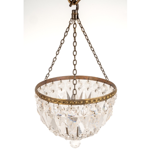 624 - Early 20th century cut Crystal  hanging light fitting / chandelier, approx. 20 cm in diameter.