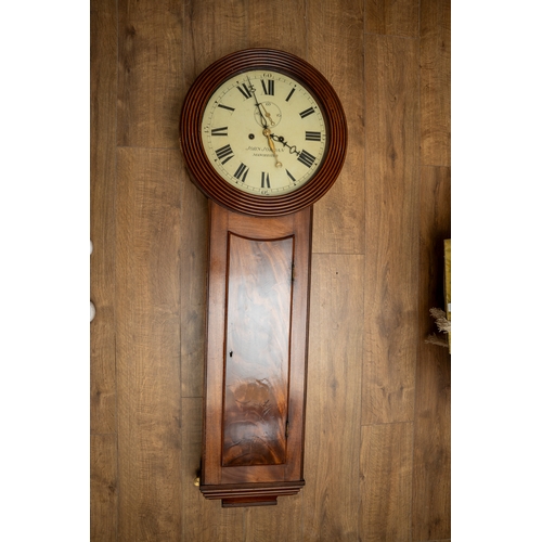 684 - A John Jordan Manchester striking tavern clock, overall length approx 121cm , diameter of clock surr... 