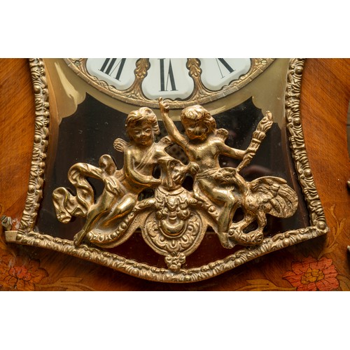 694 - An Italian marquetry boulle style bracket clock, with gilt bronze embellishments, complete with key ... 