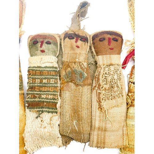 323 - Antique Peruvian chancay burial grave dolls,  largest one approx 31cm long, then 29cm and the smalle... 