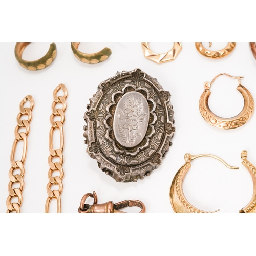 15 - A collection of 9ct gold, including earrings, broken chain and earrings, total gross weight approx 8... 