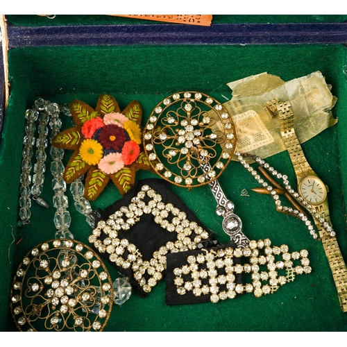 37 - A collection of costume jewellery, to include 19th and 20th century paste set buckles and brooches; ... 