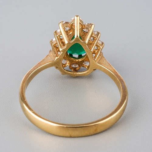 45 - A 9ct yellow gold chrysoprase and CZ dress ring, size Q, total gross weight approx 3.3g