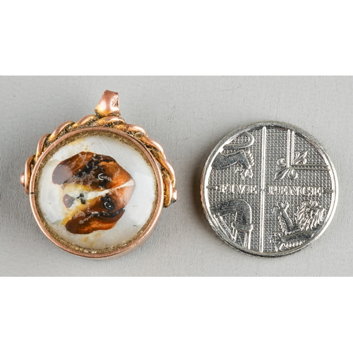 66 - A Victorian 9ct yellow gold novelty compass and Essex Crystal double-sided pendant/charm, the 15mm c... 