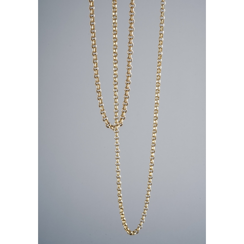 87 - A 9k yellow gold belcher link chain necklace, approx 90cm long, gross weight approx 41.7g; together ... 