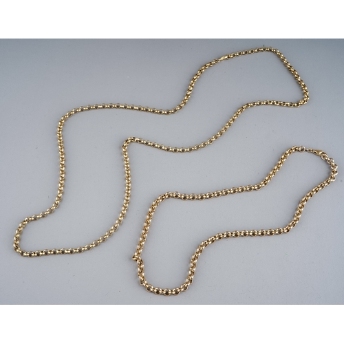 87 - A 9k yellow gold belcher link chain necklace, approx 90cm long, gross weight approx 41.7g; together ... 