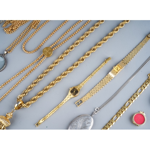 96 - A collection of costume jewellery including Monet  gold plated tassel necklace; another gold plated ... 