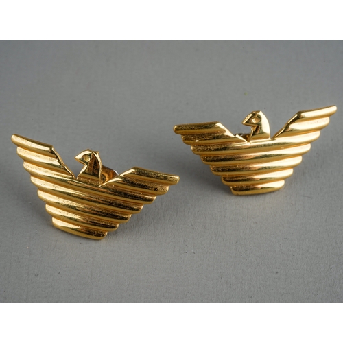 102 - A pair of 18ct yellow gold Armani earrings, modelled as the Armani logo, total gross weight approx 3... 