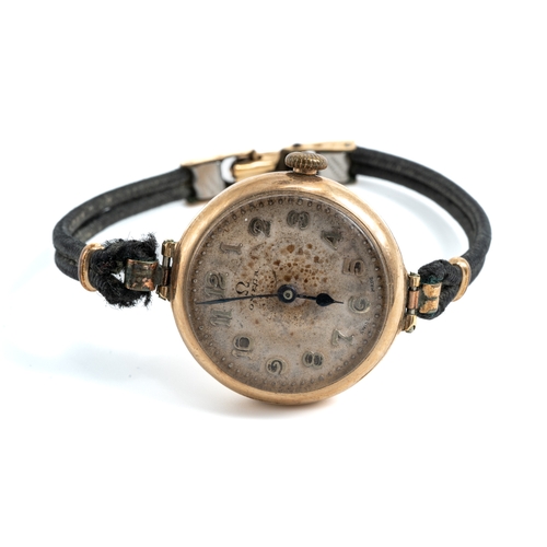 109 - Omega - a 1930's 9ct yellow gold ladies wristwatch, 22mm circular dial with Arabic numerals, origina... 