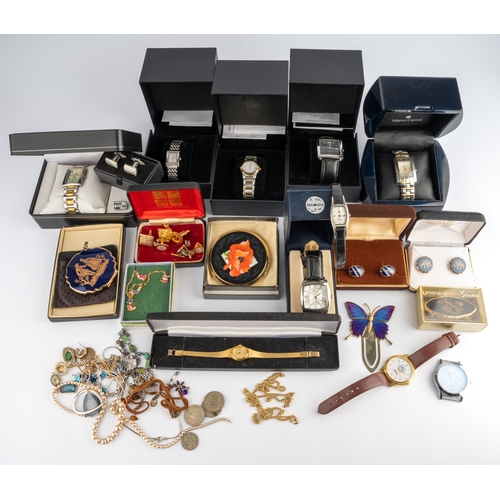 113 - A collection of watches, including Amadeus, Sekonda, Marco Ceroni, etc, Stratton compacts; cufflinks... 