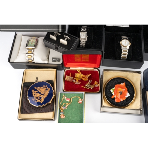 113 - A collection of watches, including Amadeus, Sekonda, Marco Ceroni, etc, Stratton compacts; cufflinks... 