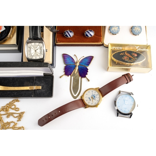 113 - A collection of watches, including Amadeus, Sekonda, Marco Ceroni, etc, Stratton compacts; cufflinks... 