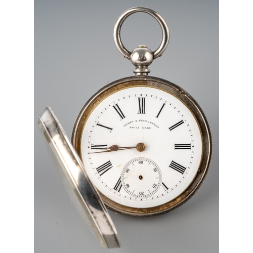 120 - A 19th century silver open-faced pocket watch, total gross weight approx 98.9g, 45mm white enamel di... 