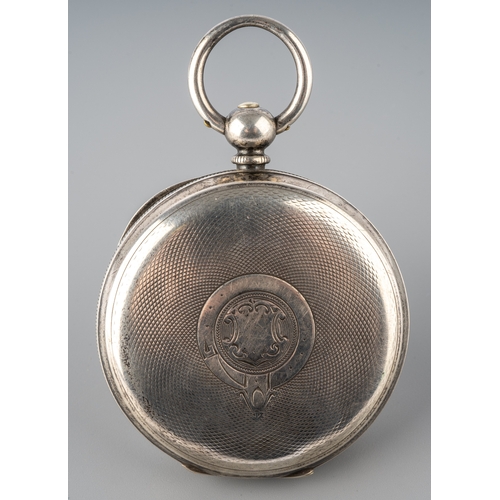 120 - A 19th century silver open-faced pocket watch, total gross weight approx 98.9g, 45mm white enamel di... 