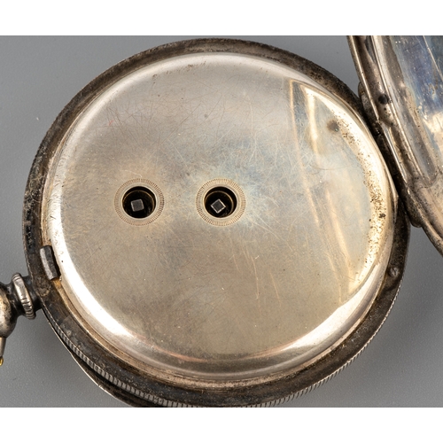 120 - A 19th century silver open-faced pocket watch, total gross weight approx 98.9g, 45mm white enamel di... 