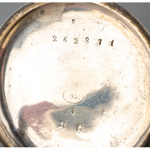 120 - A 19th century silver open-faced pocket watch, total gross weight approx 98.9g, 45mm white enamel di... 