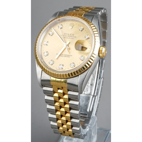 121 - A Rolex Oyster Perpetual Datejust Superlative Chronometer wristwatch, the 30mm circular gold dial wi... 